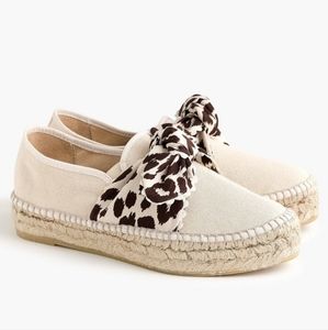 Loeffler Randall Tan Brown Leopard Bow Rowan Espadrilles NWOB